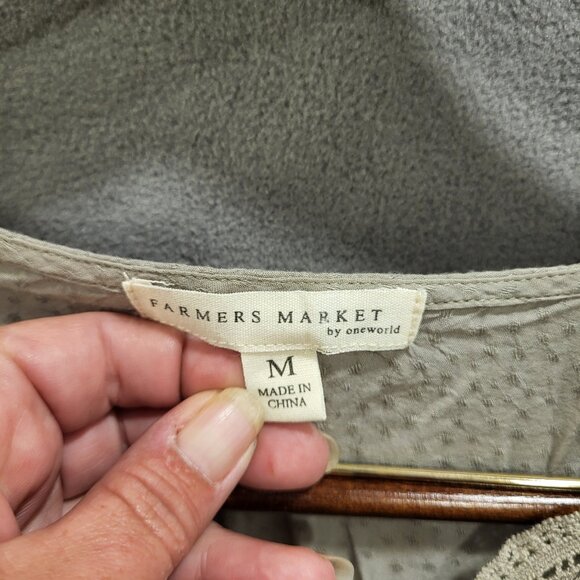 Farmers Market by One World Lace Top Womens Size Medium‎ V Neck Boho Peasant - Picture 3 of 5